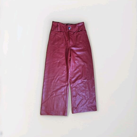 Maeve Colette Red Leather Pants DAMAGED - Picture 2 of 6